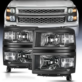 Nilight Headlight Assembly for 2014 2015 Chevy Silverado 1500 Pickup Truck Replacement Headlamp Black Housing Clear Reflector Driver and Passenger Side