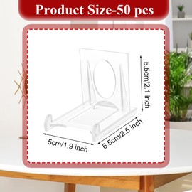 ZOFUN Pack of 50 Acrylic Stands, Plastic Plate Stands, 6.5 x 5 x 5.5 cm, Plate Stand, Plastic Stand, Adjustable Decorative Plate Holder, Plate Stand, Decorative Stand for Books, Signs