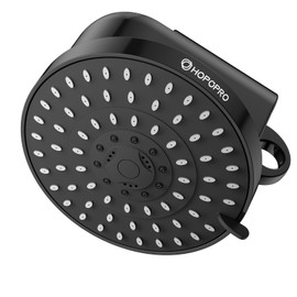 High Flow Filtered Shower Head, HOPOPRO 5 Modes High Pressure Fixed Showerhead with Filter, 2-In-1 Shower Head Filter for Hard Water, Remove 99% Chlorine, Improves Skin Hair Condition (6 Inch Black)