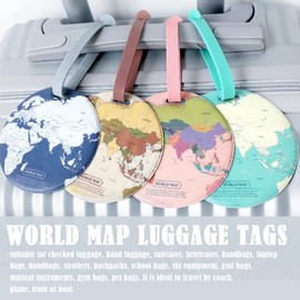 3 Pcs Luggage Tags World map Travel Luggage Suitcase Labels Luggage ID Tags for Quickly Spot Your Travel Luggage Suitcase Bag