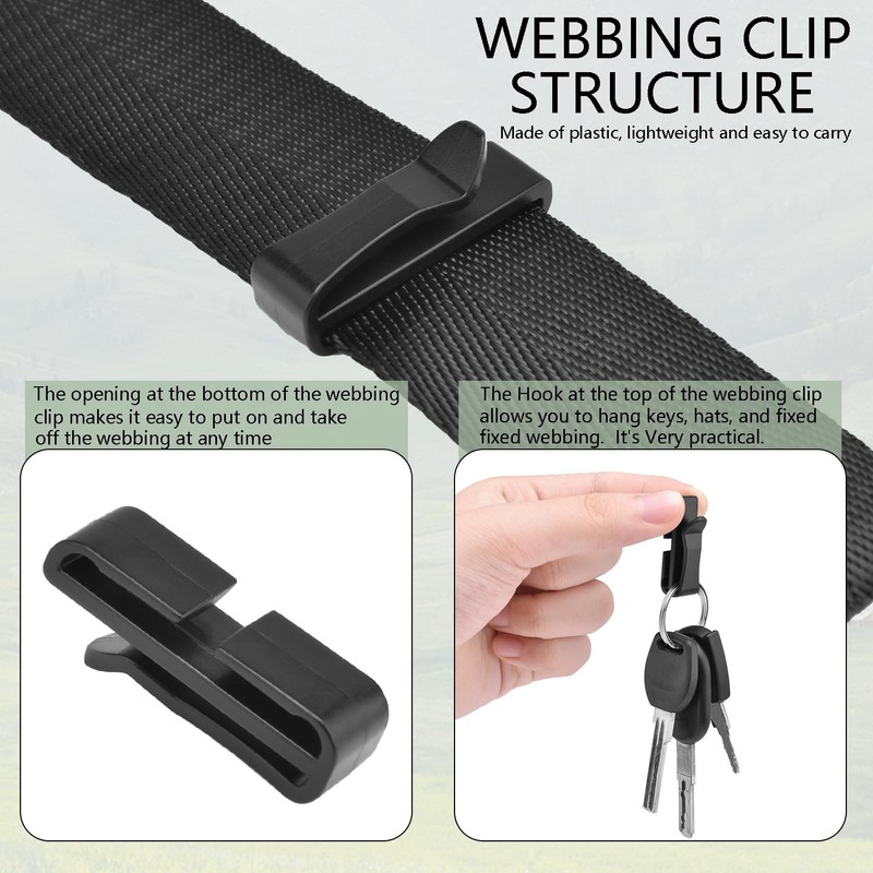 CooBigo 20 Pack Plastic Webbing Ending Clip, 1" Tactical Backpack