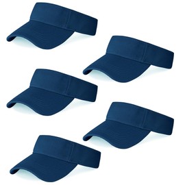 Marrywindix 5 Pieces of Navy Blue Sport Wear Athletic Visor Sun Sports Visor Hat Visor Adjustable Cap for Women and Men (One Size)
