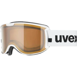 uvex Skyper P - Ski Goggles for Men and Women - Polarised - Enlarged, Anti-Fog Field of View - White Matt/Brown-Clear - One Size