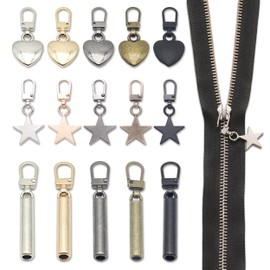 30Pcs Zipper Pull Replacement, 3 Styles Detachable Zipper Pull Metal Zipper Pull Tabs, Zipper Gripper Mend Fixer Zipper Tab Pullers Zipper Tags Cord Pulls for Luggage Jackets Backpacks Decorate