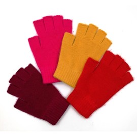 Mongolian Pure Merino Wool Woman Merino Women Man Men Half Fingers Mid Fingerless Gloves Mittens (Yellow)