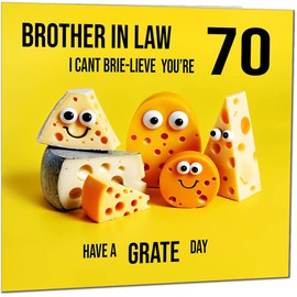 70th Brother in Law Birthday Card - Cheese Pun Funny Brother In Laws Birthday Card for 70 Year old Seventy, Seventieth