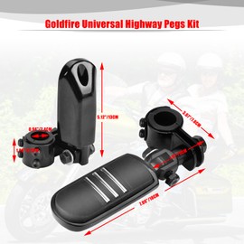 Goldfire Universal Motorcycle 1.25" Highway Pegs, 32mm Adjustable Engine Guard Footrest Footpegs For Harley Touring Motorcycles, Black Style