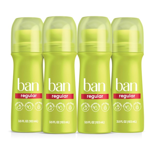 Ban Roll-On Regular Deodorant, 3.5 Ounce (Pack of 4)