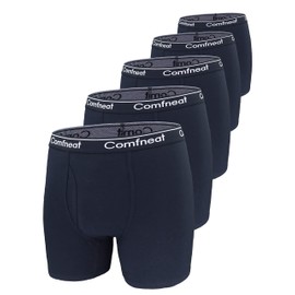Comfneat Men's 5-Pack Big & Tall 3XL-7XL Boxer Briefs Cotton Spandex Underwear with Fly (Black Pack-5, 5XL)