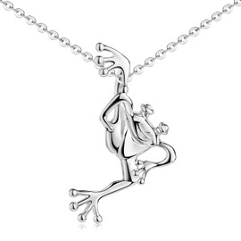 MATERIA by Matthias Wagner Frog Pendant Rhodium-Plated 925 Silver with Necklace, Sterling Silver