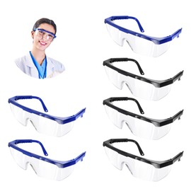 Amentalove 6 Pieces Safety Glasses, Work Safety Glasses, Safety Glasses for Glasses Wearers, Safety Glasses, Transparent Laboratory Safety Glasses with Glasses Cloth for Work for Children, Men, Women