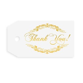 Gold Foil Thank You Tags, 50 Pack, for Party Favors, Wedding Party, for Gift Bags, Special Events, Birthday, Baby Shower, Receptions, Party Supplies Thank You! 2G