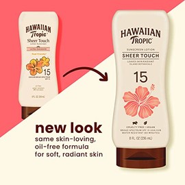 Hawaiian Tropic Sunscreen Sheer Touch Broad Spectrum Sun Care Sunscreen Lotion - SPF 15, 8 Ounce (Pack of 2)