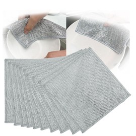 Non-Scratch Wire Dish Cloth, 10PCS Single Layer Multipurpose Wire Dishwashing Rags for Wet and Dry, Dish Cloths for Washing Dishes, Stovetops, Kitchen Countertops with Ease