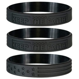 Sainstone Power of Faith Keep The Faith Inspirational Silicone Bracelets with American Flag - Motivational Rubber Wristbands Gifts for Patriots, Men, Women, Marine Corps, Army and Sport Fans (Unisex)