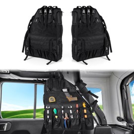 Huidnnas Roll Bar Storage Bag Fit for 1997-2025 Jeep Wrangler JK TJ LJ & Unlimited JL 4-Door,Multi-Pocket Cargo Cage Organizer,Oxford Saddlebag Tool Organizer 2PCS Black