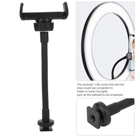 Phone Holder for Ring Light, Akozon Portable Hose Phone Clip Smartphone Live Broadcast Clamp Holder Ring Light Phone Stand Ring Light Phone Holder for Attachment Neewer Clip Tripod