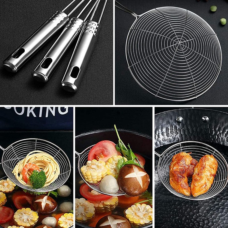 Stainless Steel Slotted Spoon, Spider Web Ladle Stainless Steel Strainer