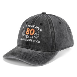 J.Ehonace 80th Birthday Dad Cap - It Took Me 80 Years to Look This Good - Funny Embroidered Baseball Hat for Men & Women - Perfect 80th Birthday Gift Black