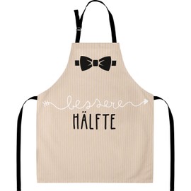 GRUSS & CO Apron Set with Saying "Bessere Hälfte" | Gift Set with 2 Aprons for Him and Her Cotton | Funny Wedding Gift | 48628, multicoloured