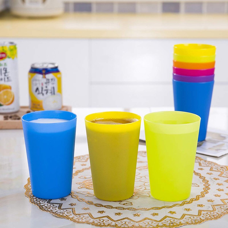 Saijer Rainbow Reusable Plastic Cups, 18 Pieces, Stack Shatterproof Party