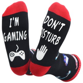 Nfpggs Gaming Socks, Fun Game Gift For Men Women Teenage Boys,DO NOT DISTURB, I AM BUSY GAMING sock, Birthdays, Christmas, Father's Day Present (red)