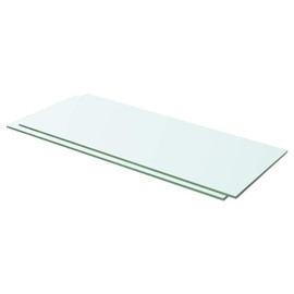 vidaXL 2X Shelves Panel Glass Sheets Plates Display Racks Shelving for Cabinet Slatwall Storeroom Strong Durable Toughened Glass Clear 23.6"x7.9"
