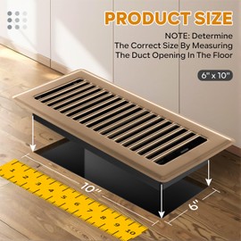 6x10 Floor Register, 4 Pack Brown Floor Vent Covers, Heavy Duty Steel Walkable Floor Vents, Easy Adjust Air Supply Lever, Vent Covers for Home Floor, Air Vent Covers