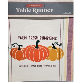 Harvest Fabric Linen Printed Kitchen Table Runner (13"x36") FARM FRESH PUMPKINS, Harvest