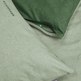 Schiesser Doubleface Cushion Cover Set of 2 Renforcé 100% Cotton from Sustainable Production 40 x 80 cm Green
