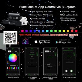 AKEPO 16W Car Home RGBW APP + Music Control + Shooting Star Fiber Optic Lights Star Ceiling Light Kit, Fiber Cable 550pcs 0.75mm 13.1ft/4m + 28key Musical Remote