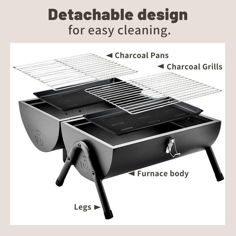 Portable Charcoal Grill Outdoor Stove: BBQ Easy to take Two