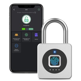 Eseesmart Lock Fingerprint, Padlock for Gym, Bluetooth Fingerprint iOS Watch Unlock, Waterproof Padlock for Luggage, Warehouses, Cargo Car, Garage, Locker