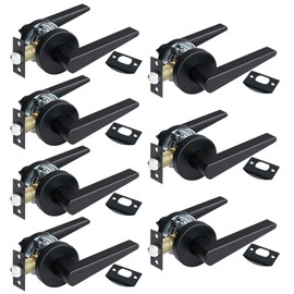 HISAFE Matte Black Passage/Closet Door Lever, Heavy Duty Lever Door Handle, No Lock, No Keys, Left&Right Handed, 7Packs