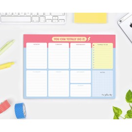 The Yellow Clip - Planner semanal de escritorio, Organizador por semana sin fecha tipo agenda, Dateless weekly planner para hombre o mujer (Mediano (22.5 x 16 cm))