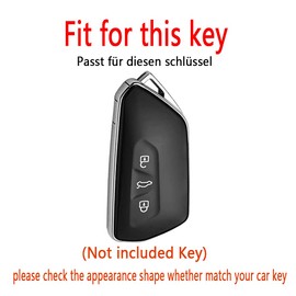 HIBEYO Smart Car Key Fob Cover for VW Volkswagen ID3 ID4 MK8 Golf 8 GTI Skoda Octavia Accessories with Keychian PVC Carbon Fiber Texture Key Case for Golf 8-White