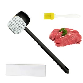 VIVIIHOO Fleischklopfer Edelstahl Doppelseitiger Schnitzelklopfer Fleischhammer spülmaschinenfest für Steak, Huhn, Schwein, Zartmacherhammer mit rutschfestem Griff