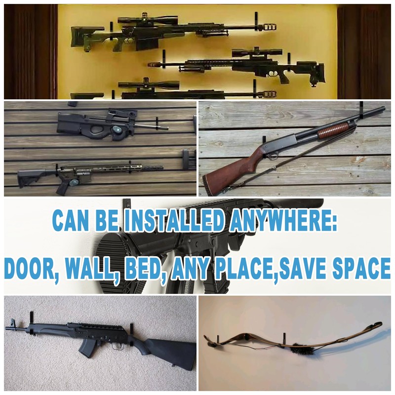 Gun Rack Storage Wall Mount Shotgun Rifle Hook Horizontal Metal