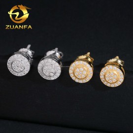 2025 Hot Selling Bulk Stock in America Warehouse Fashion Fire Jewelry Hip Hop S925 Screw Back VVS1 Moissanite Stud EarringsSize: 7mm, Color: Gold