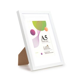 Scholar Tree A5 Frame - 1 Pack A5 White Frame, White Picture Frames 21 X 14.8 cm, Wooden Photo Frames with 6x4 Mount,With Stand Tabletop or Wall Hanging