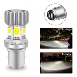 6 Side Led Moto Faro Focos H4/ba20d Led Cob Luz Alta Y Baja H6ba20d Plateado