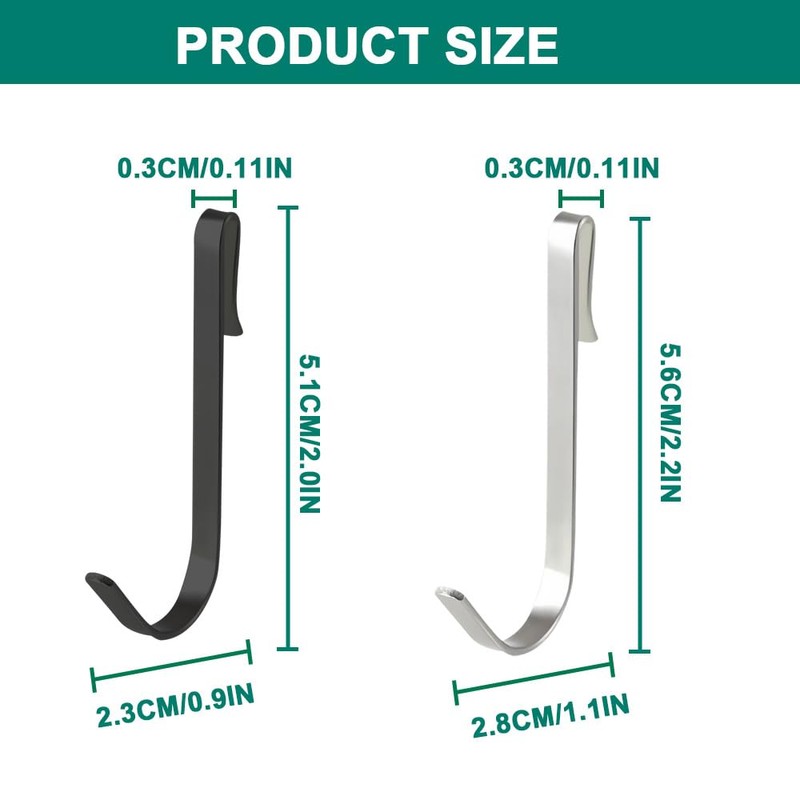 ZBKJYILF Pack of 20 Stainless Steel Hooks Black and White