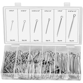 OLCANA 555 Pieces Cotter Pins Zinc Plated Steel Cotter Spring Split Pin Fastener Clips Assortment Kit for Hitch Holds Pin Lock Systems Straight Hairpins Silver