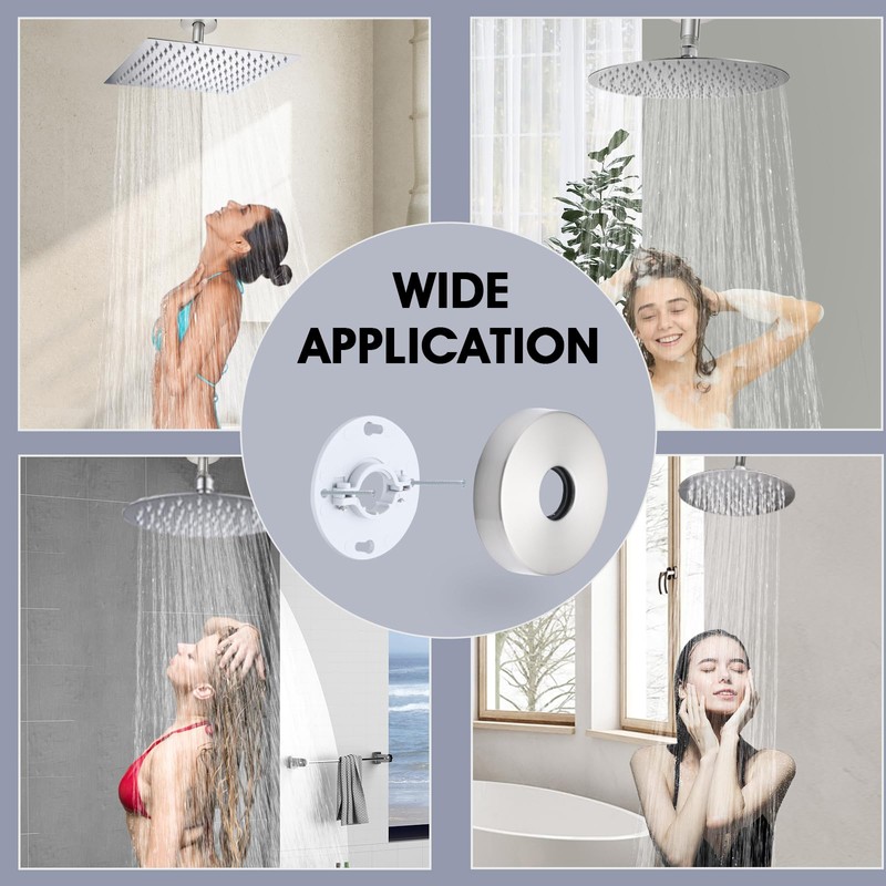 RAINREVIVE 6 Inch Straight Shower Arm with Flange and Stabilizer