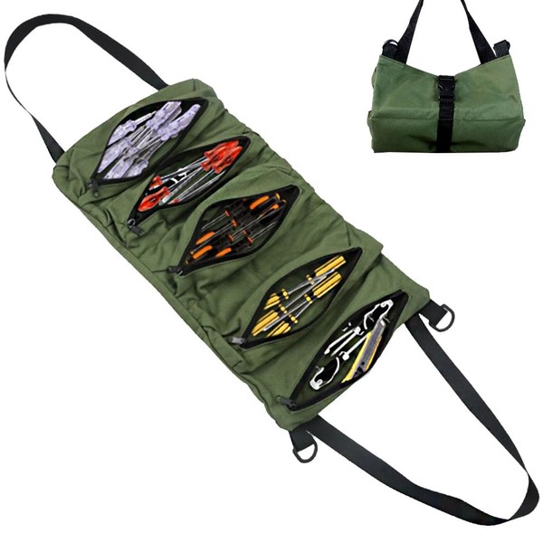 Gativs Tool Roll Bag Canvas Wrench Tool Bag Tool Roll