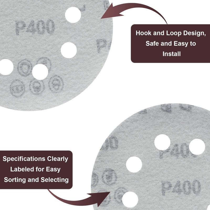 Qjaiune 25PCS 5 Inch Sanding Discs Hook and Loop 400