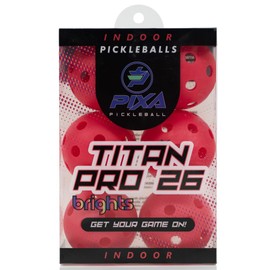 PIXA Titan Pro 26 Indoor Pickleballs – USAPA Approved Tournament-Grade Ball with Precision Flight & Reliable Bounce – Designed for Indoor Play – Raspberry Red – 6 Pack