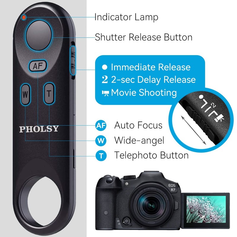 PHOLSY BR-E1 Bluetooth Camera Remote Control Wireless Remote Shutter Release