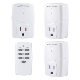 BN-LINK Mini Wireless Remote Control Outlet Switch Power Plug in for Household Appliances, Wireless Remote Light Switch, LED Light Bulbs, White (1 Remote + 3 Outlet) 1250W/10A