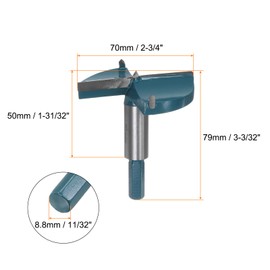 HARFINGTON Forstner Drill Bit 70mm (2-3/4") Carbide Forstner Bits Wood Hinge Hole Opener Cutter with Hex Shank for Woodworking Drilling